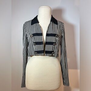 Vintage 1990s Striped Bolero/Top Tim Burton Beetlejuice Whimsical Goth Grunge